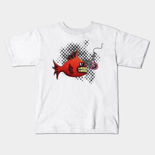 Cartoon Fish vs Worm Kids T-Shirt